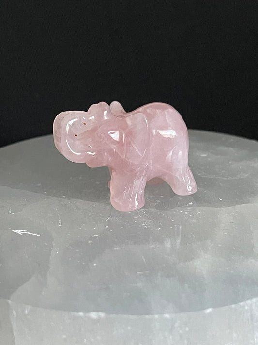 Rose Quartz Elephant Carving