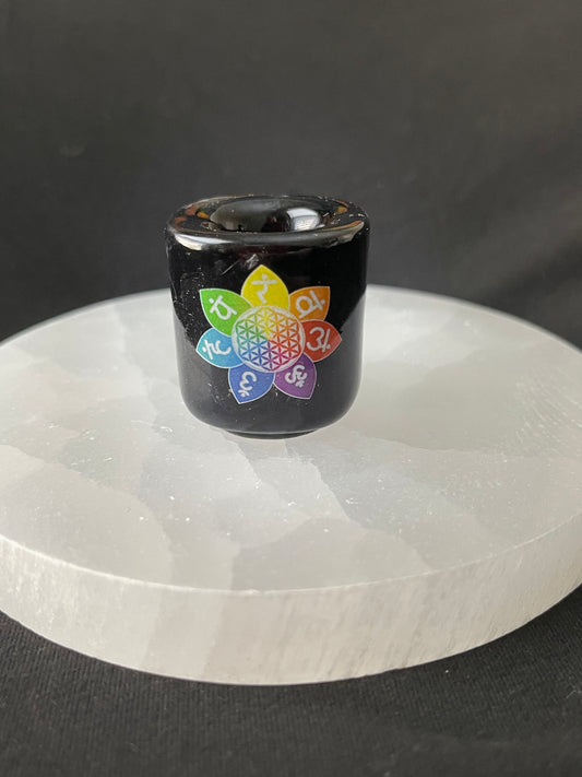 Flower of Life with Chakra Mini Candle Holder