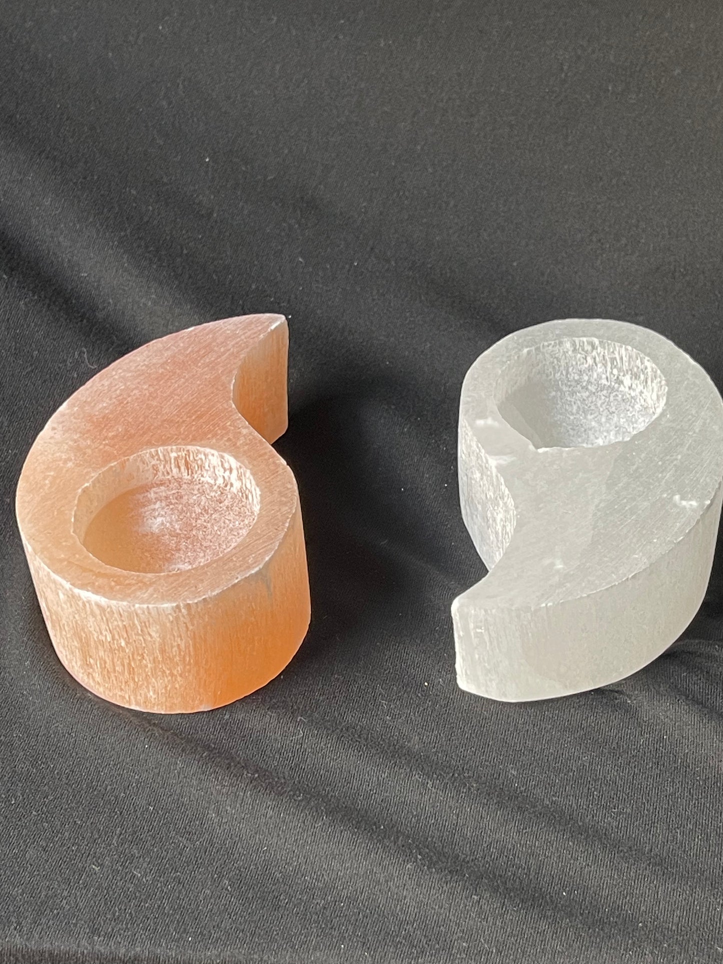 Selenite Yin and Yang Candle Holders