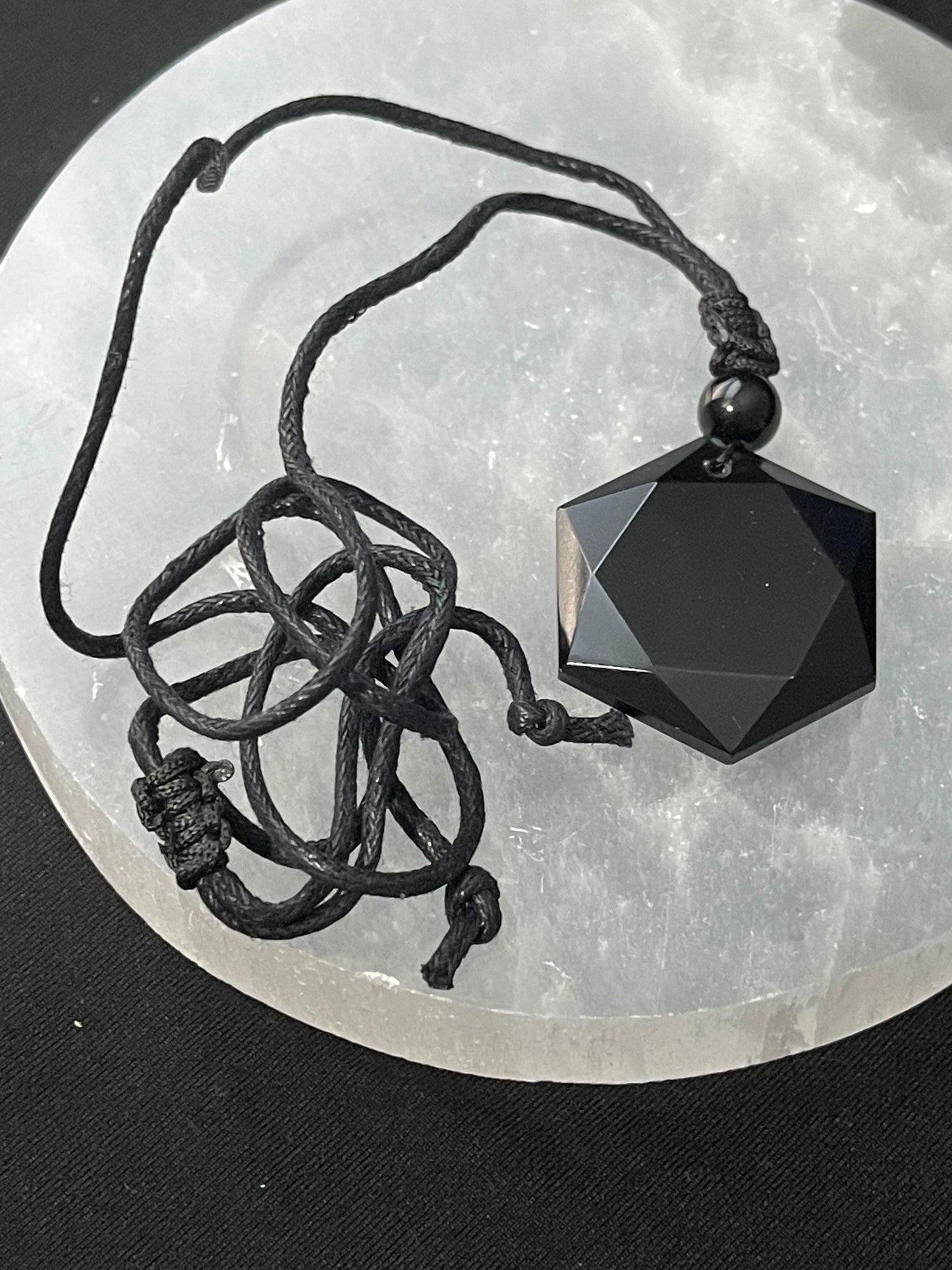 Black Obsidian Hexagon Pendant